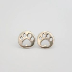 Dog Cat Paw Print Stud Earring Gold Silver